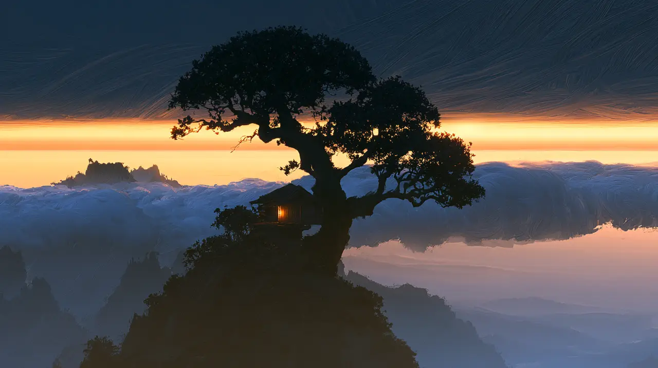 小圣寻梦记 第一集｜场景锚点-古树树屋-群山最高峰超广角油画v3