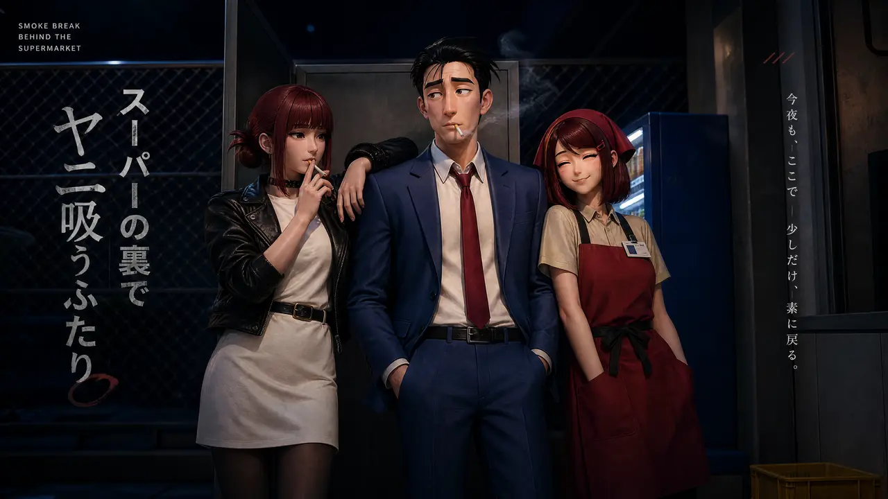 在超市后门吞云吐雾的二人（3D版）