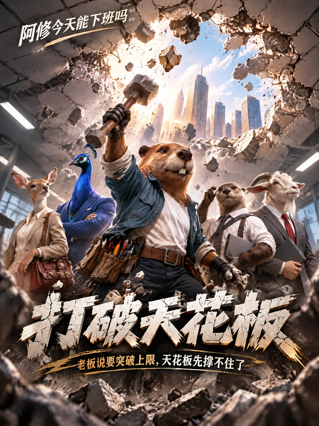《天花板已打破》黑色幽默职场短剧｜图片节点 1