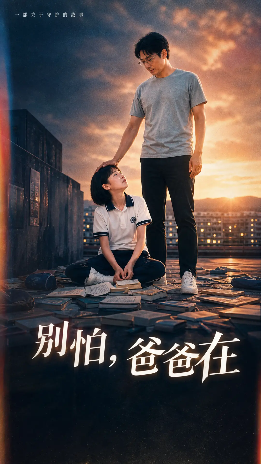 别怕,爸爸在|竖版海报_白色大字+面部修正_9:16