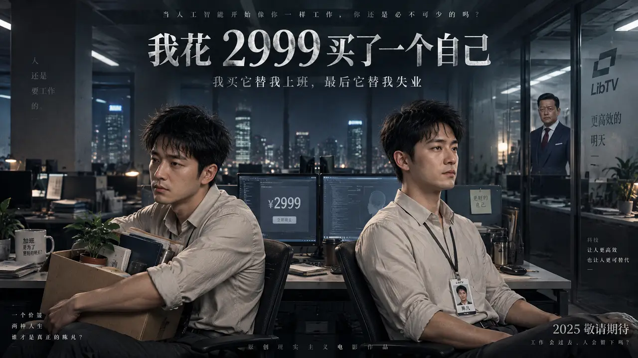 《我花2999买了一个自己》AI荒诞职场影视短剧｜图片节点 29
