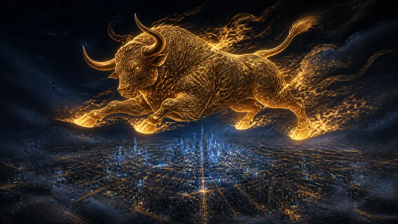 《山海经·牛来》_杭州金包银批发总部_数字新国风——山海经_正片 130S完整版 = PV30S 快剪|关键帧18·大全景·金牛腾空滨江城市