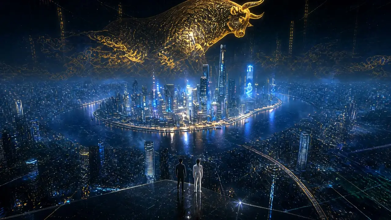 《山海经·牛来》_杭州金包银批发总部_数字新国风——山海经_正片 130S完整版 = PV30S 快剪｜26-V6-20·场次六·大远景·双人极小金牛腾空切黑前定格
