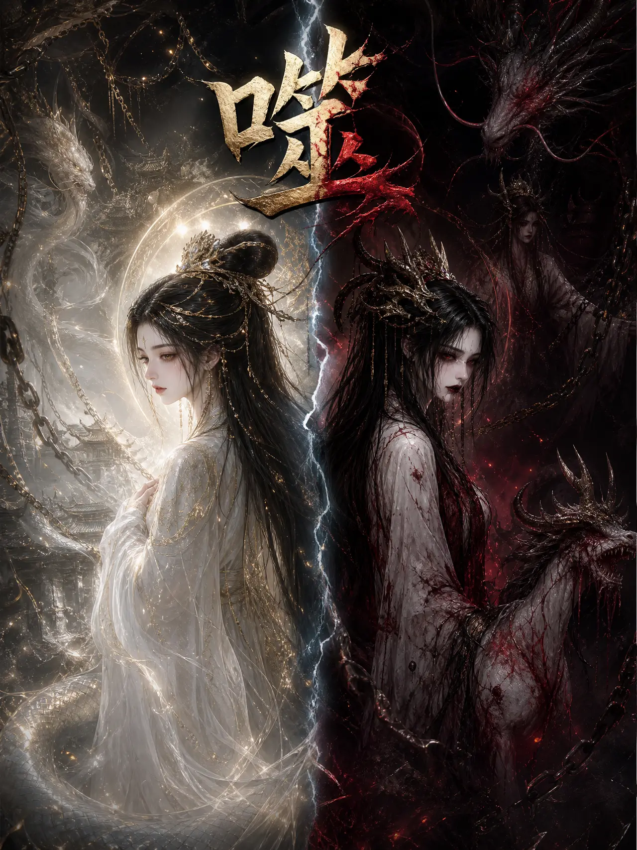 噬・天地劫殇篇｜噬_小说封面_明暗双面对比_v2