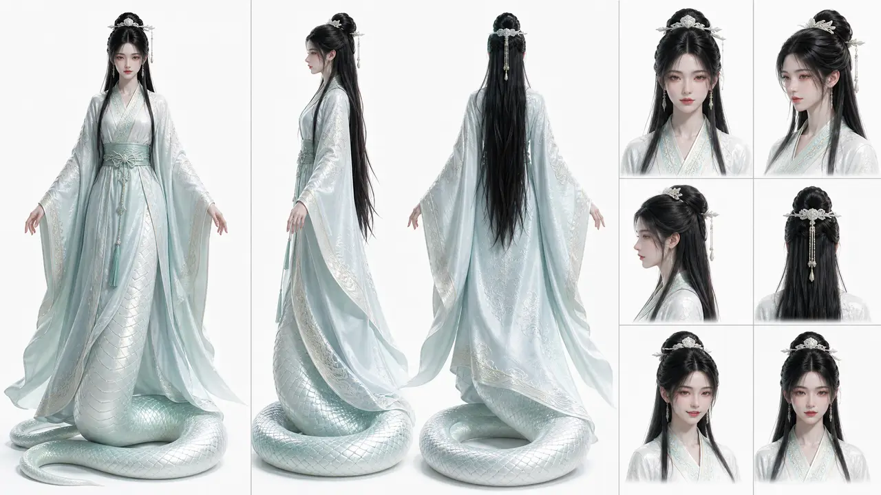 噬・天地劫殇篇｜窫窳_高发髻披发_神袍_三视图