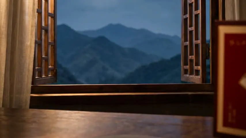 山月入席｜黄精双味糕点礼盒｜16:9｜新M06｜退入灯下，显露桌面｜4秒