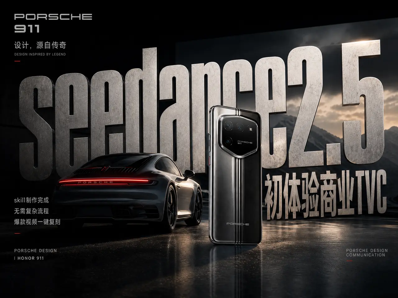 sd2.5保时捷手机商业TVC丨seedance2.5