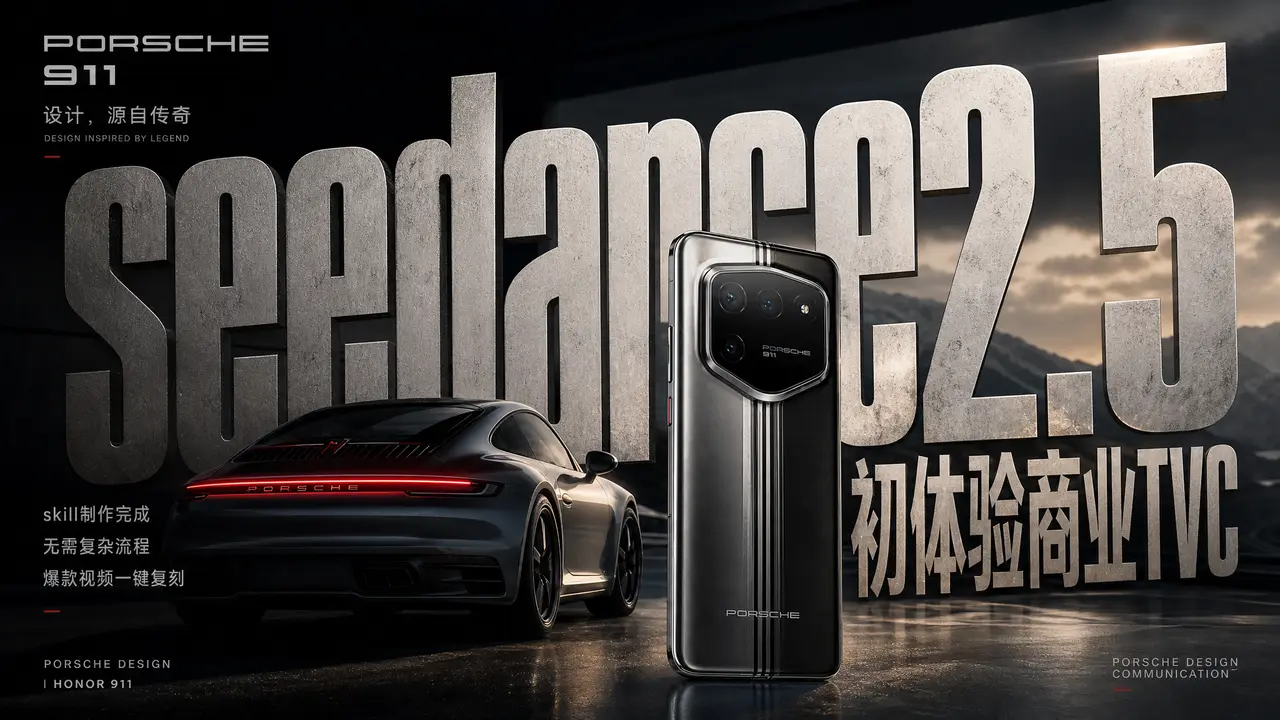 sd2.5保时捷手机商业TVC丨seedance2.5｜图片节点 1
