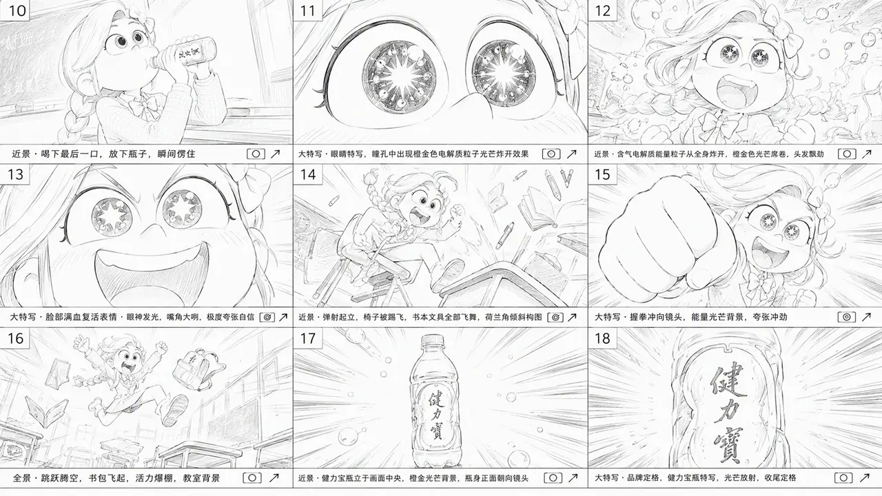 气泡加满|健力宝-分镜草图第2张
