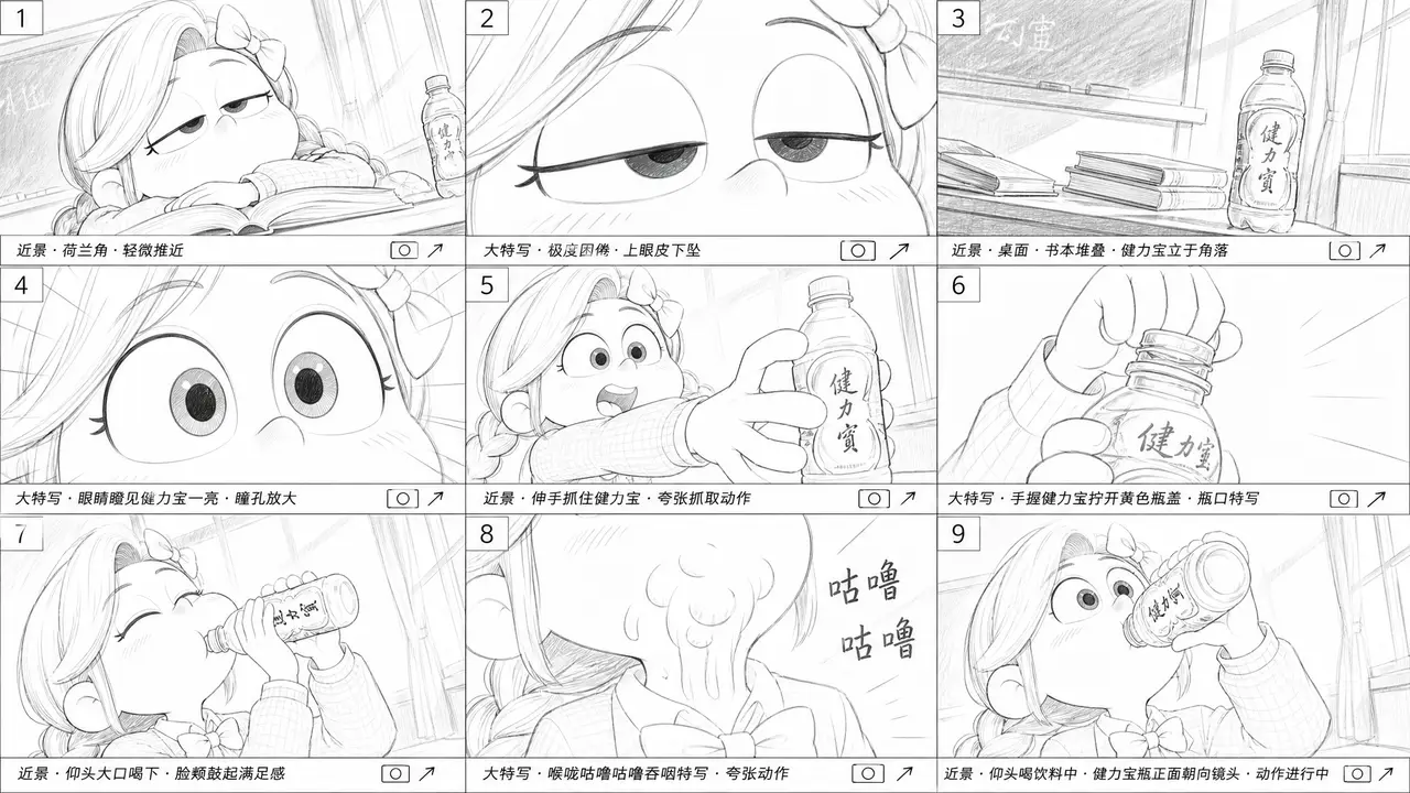 气泡加满|健力宝-分镜草图第1张