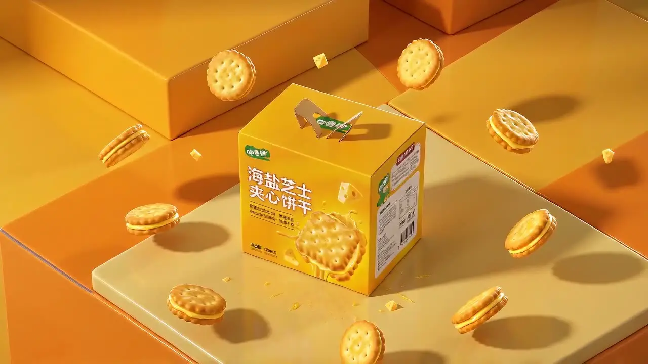 skill 产品包装/食品广告TVC视频-墨沫｜咕噜鳄海盐芝士饼干 15秒广告视频
