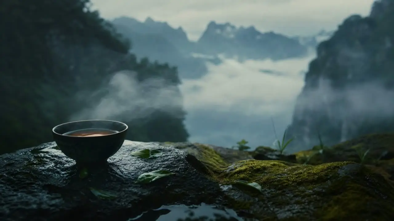 《雾起东方》｜霸王茶姬，视觉与人物真实性尝试｜镜头35_茶汽与山雾匹配