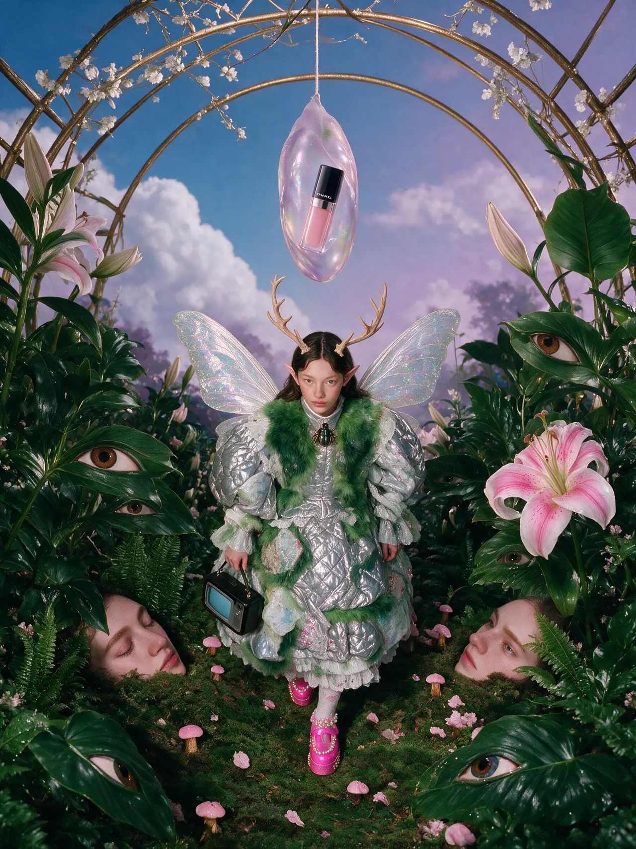 香奈儿·超现实模特+秀场设计工作流分享|秀场场景1 — 生物异化秀场(植物眼+茧蛹+苔藓地) - 副本