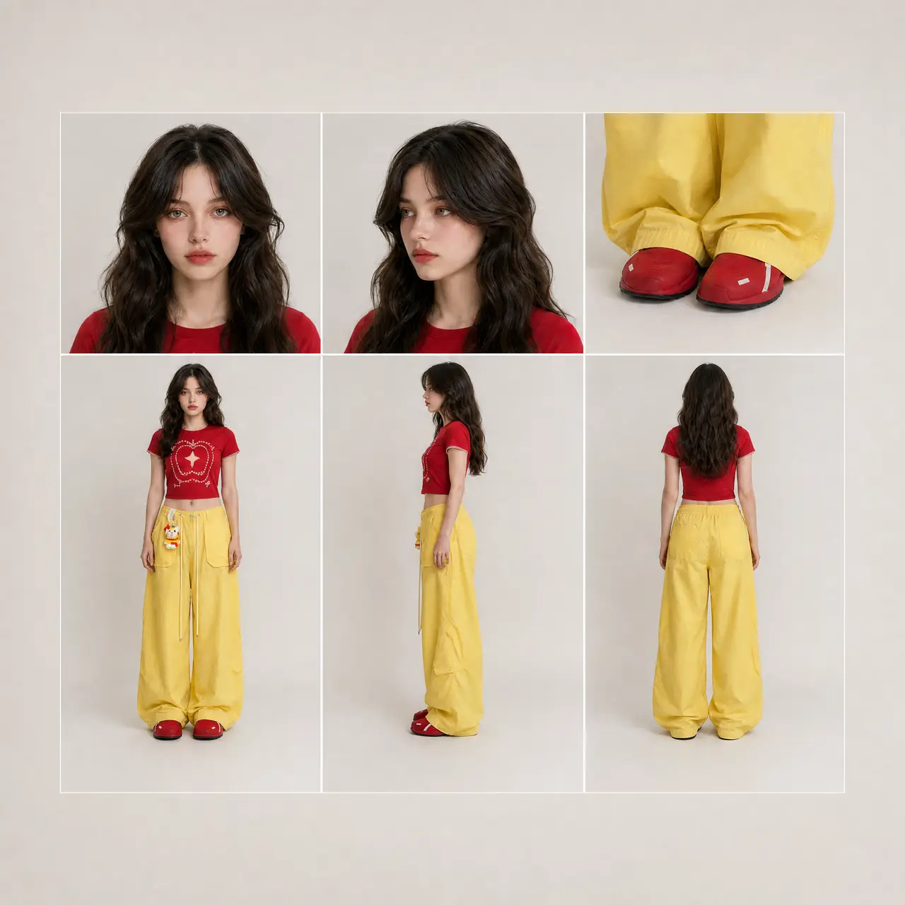 女装活力视频带货|人物服装六视图资产 1:1