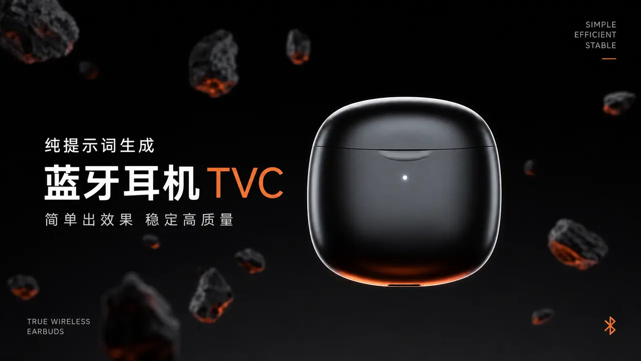 纯提示词输出蓝牙耳机TVC