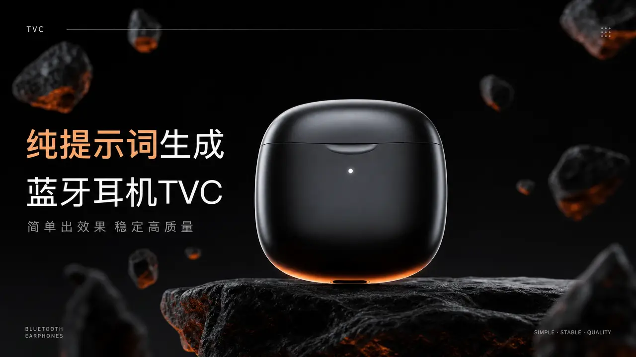 纯提示词输出蓝牙耳机TVC｜图片节点 5