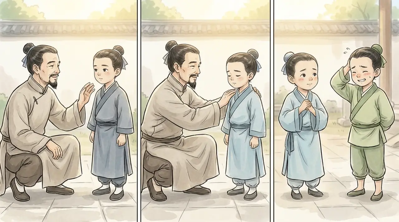 司马光砸缸-教育漫画|EP001-S005-U003 分镜图|先生表扬与群像释然