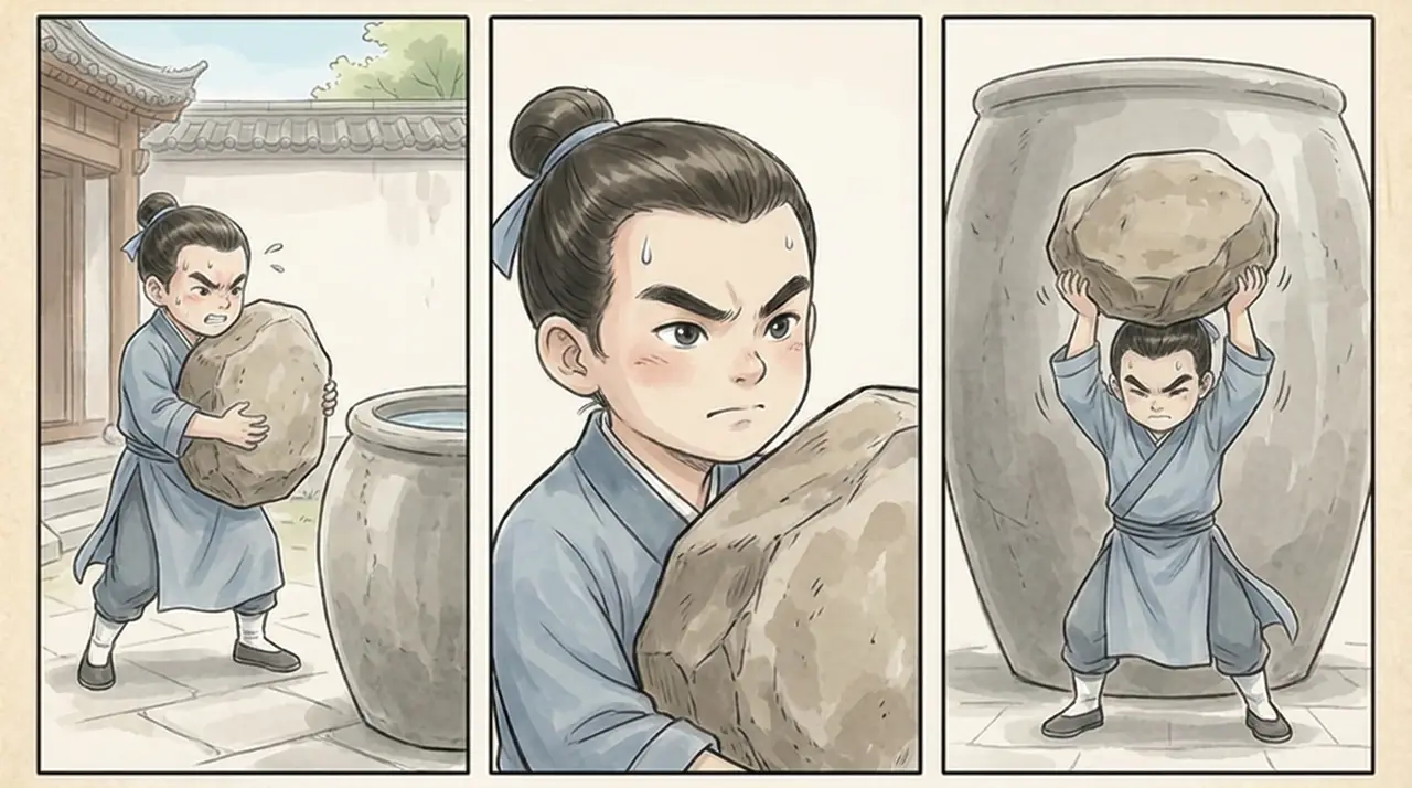 司马光砸缸-教育漫画|EP001-S003-U004 分镜图|救人第一决断宣言