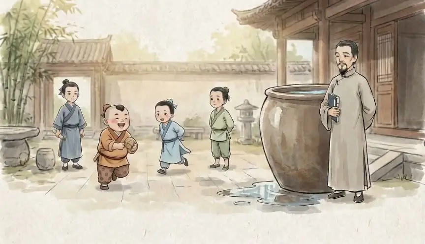 司马光砸缸-教育漫画｜EP001-S001-U001 视频｜庭院建立与隐患特写
