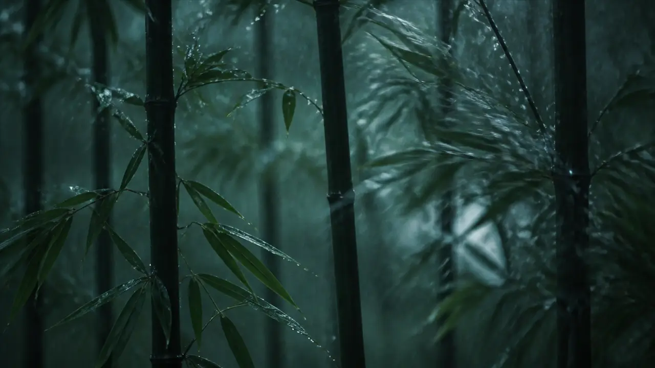 《赤金御押》|第一世·御守|S05-B|竹叶晃动特写·2秒·图片首帧