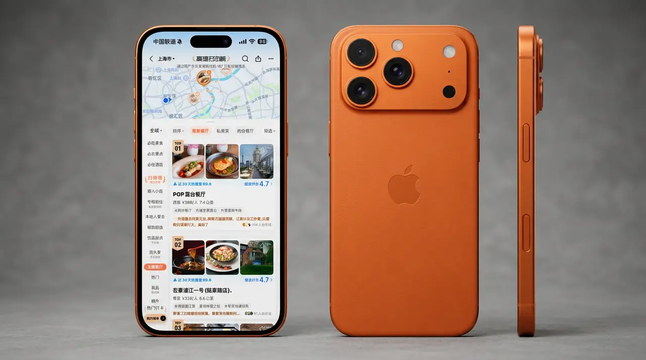 高德扫街榜——烟火上海｜橙色iPhone三视图·扫街榜显示2