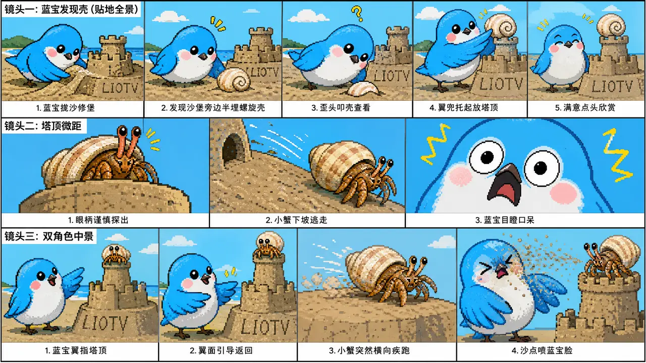 《蓝宝和小寄居蟹》含Skill|鼠绘分镜图1(0-15秒)