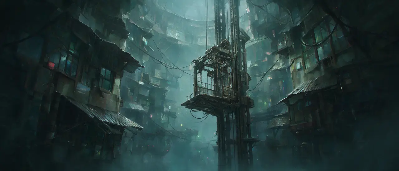 《下城见光》AI实验动画 Skill工作流|下层机械街区-场景母图