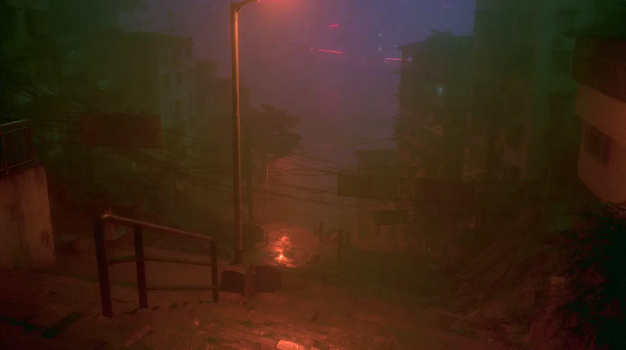 《雾都》|场景_坡道台阶雾中全景