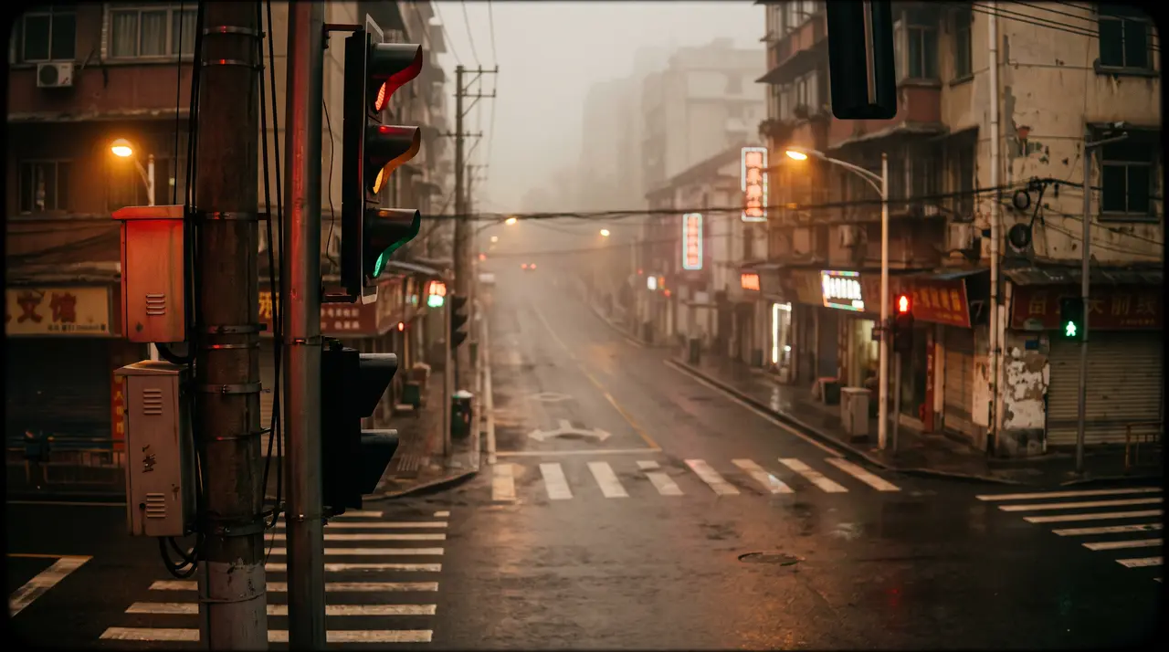 《雾都》|场景_坡道口红灯路口