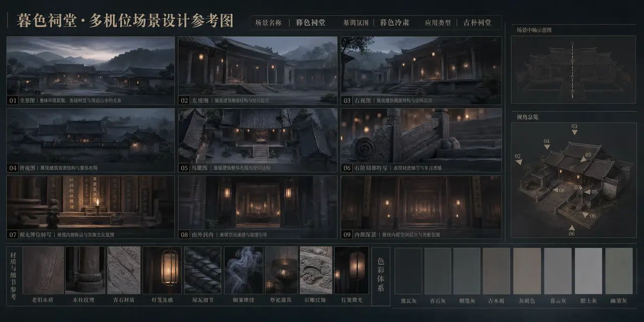 仙侠AI短剧《赤玉缘》第1集|锚点-苏家祠堂场景(中文prompt)