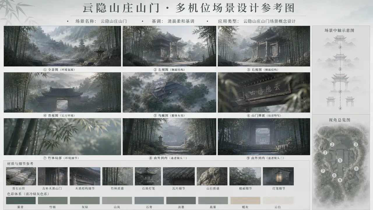 仙侠AI短剧《赤玉缘》第1集|锚点-云隐山庄山门场景