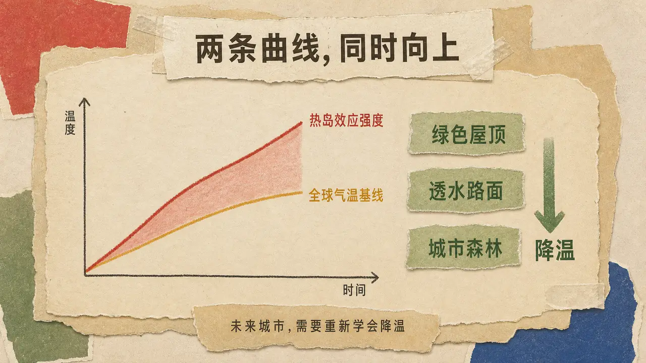 VOX Style 风格Skill 展示-中国城市为什么越来越热|关键帧06-双曲线结论降温