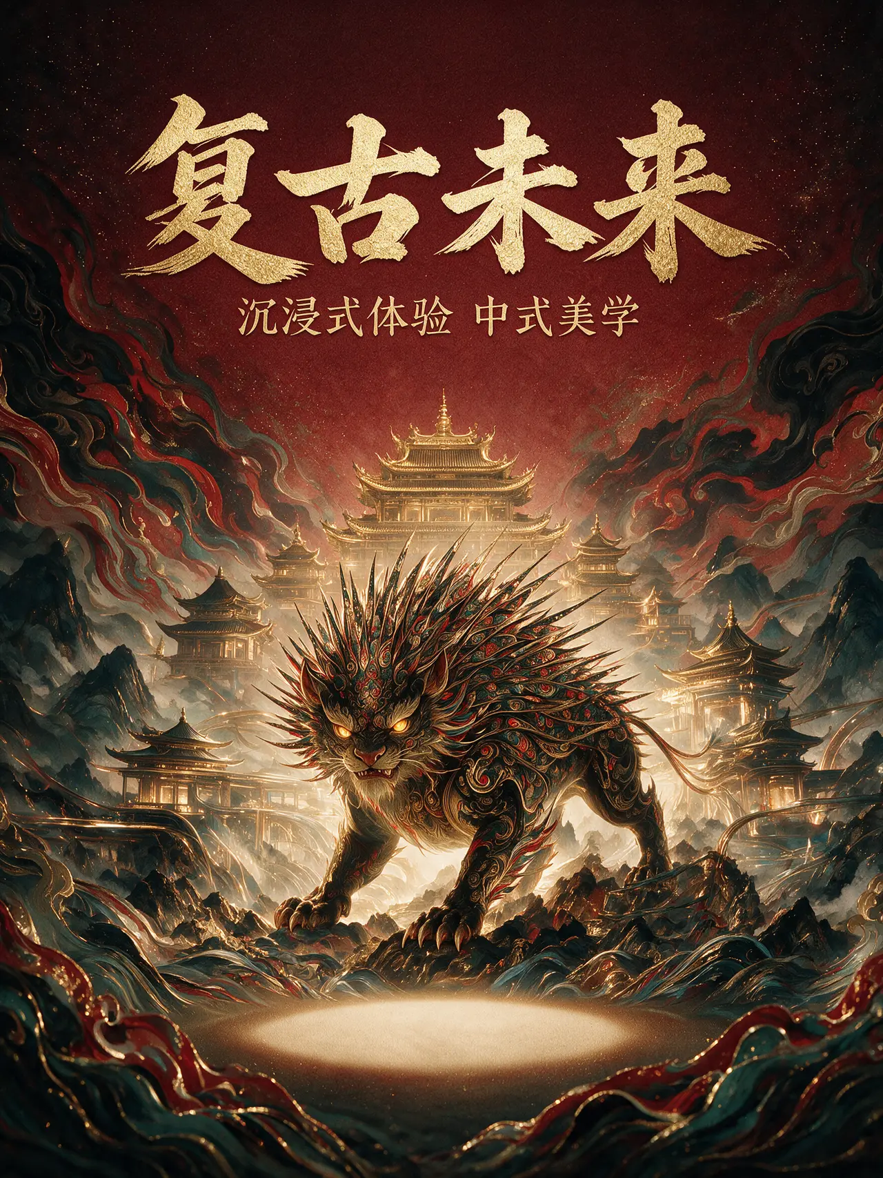 中式美学丨山海经异兽复古未来主义丨Agent制作｜图片节点 2 - 副本