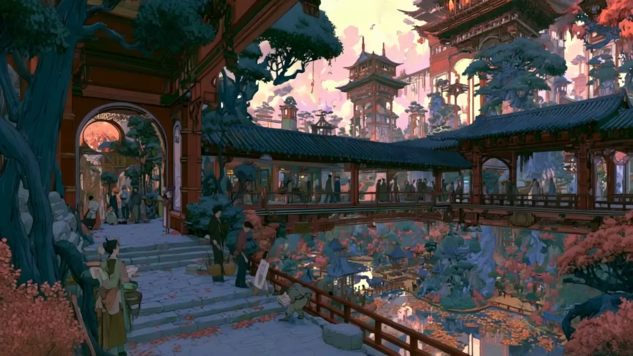 中式美学丨山海经异兽复古未来主义丨Agent制作｜中式园林宫殿运镜_可灵O3剧情版