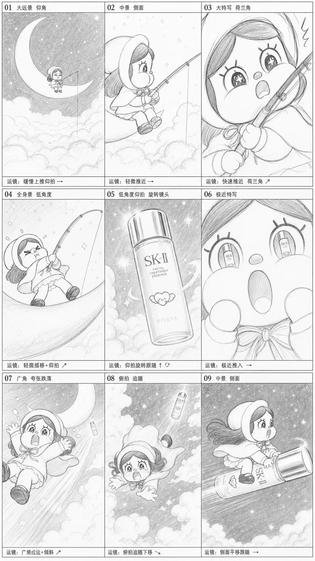心动速递|分镜草图01-第一段(月亮钓瓶)
