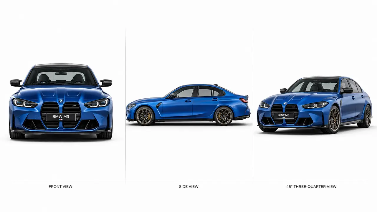 BMW M3｜A1 — 宝马M3 三视图主体锚点