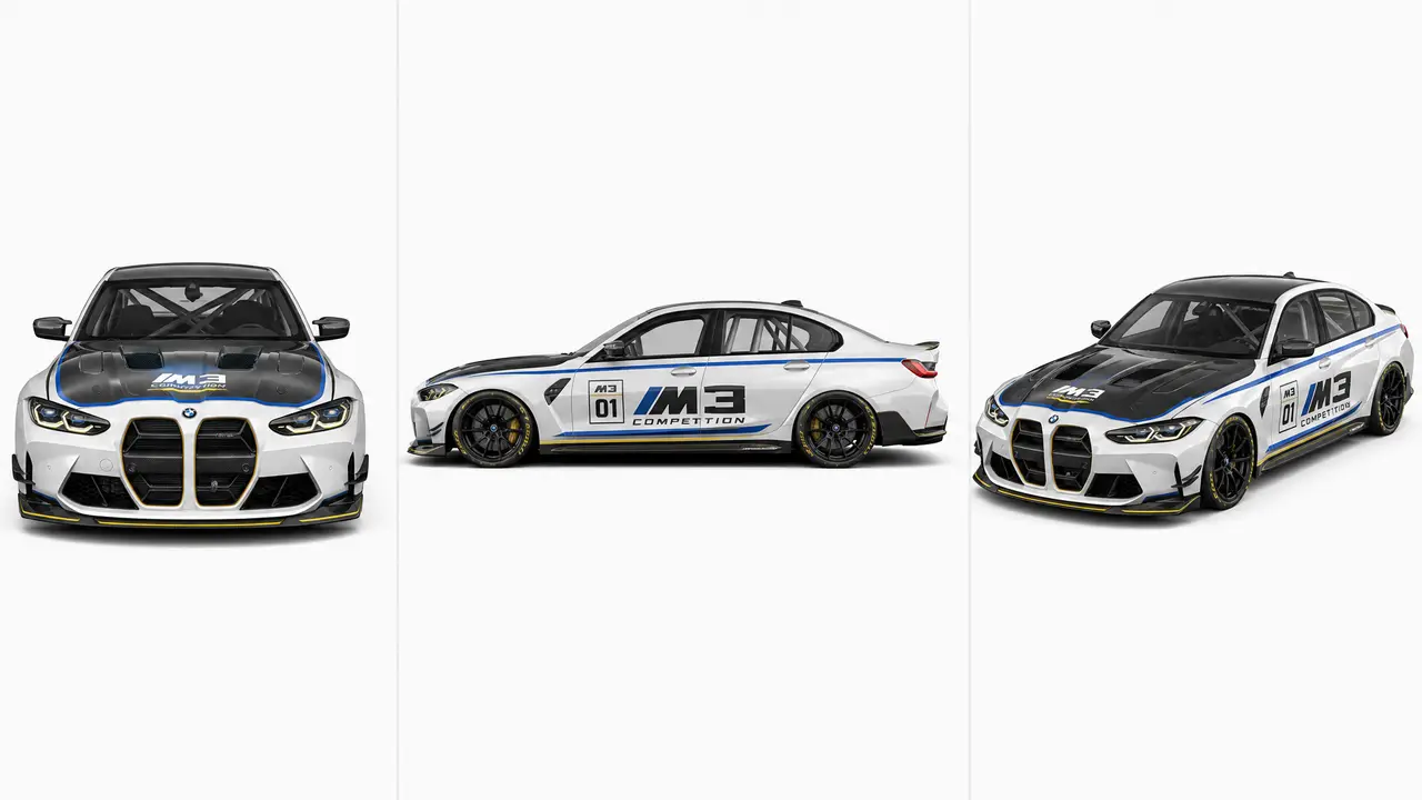 BMW M3｜A1 — 宝马M3 白蓝赛道版三视图锚点v4
