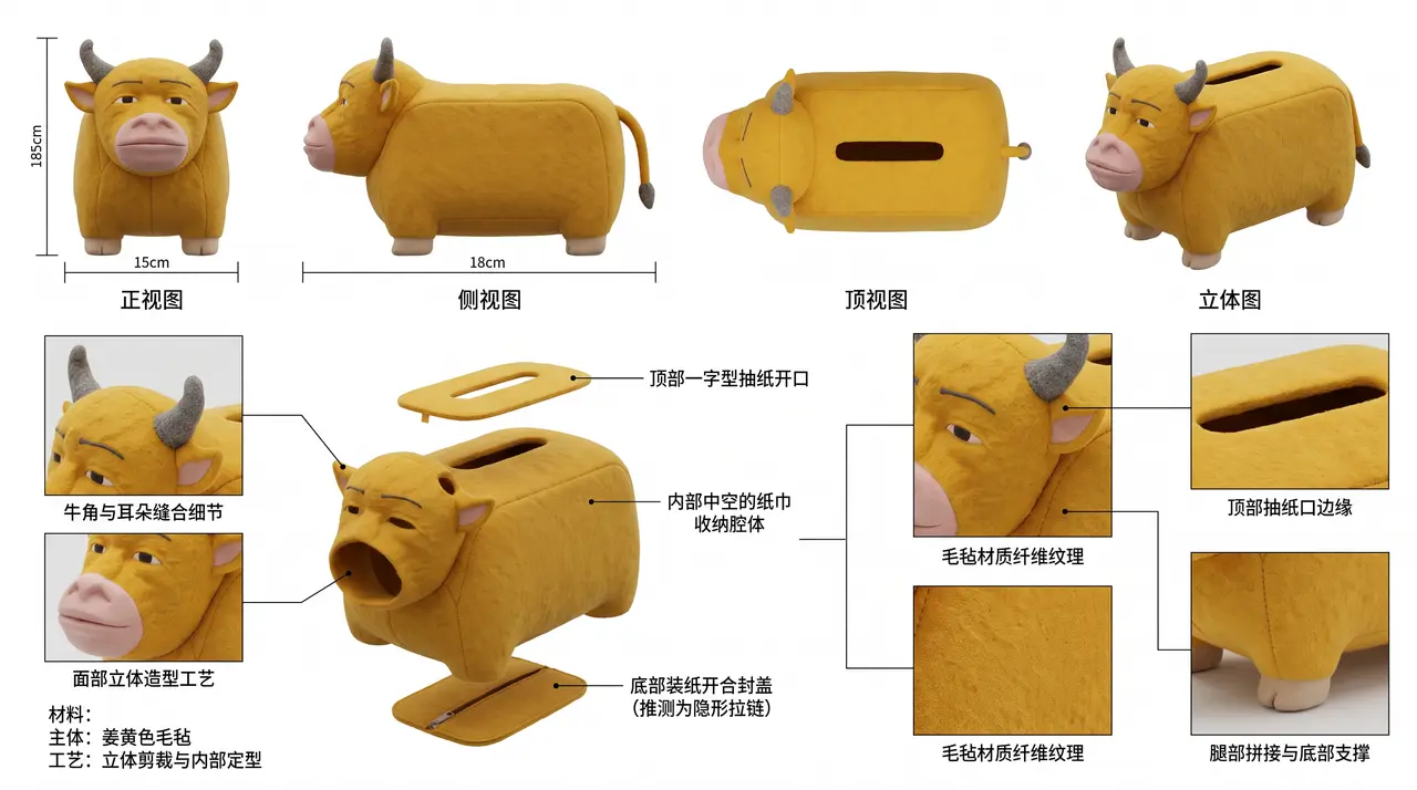 抽象牛牛抽纸盒|产品设定图