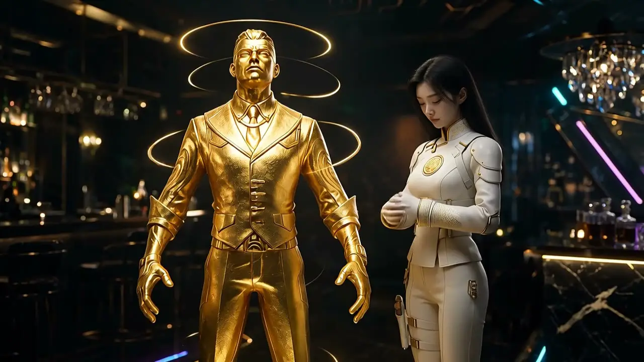 《赤金御押·包金》-SSS级 | 特工大片生成器｜S08 安九整理衣袖·指尖敲击圆环"当"
