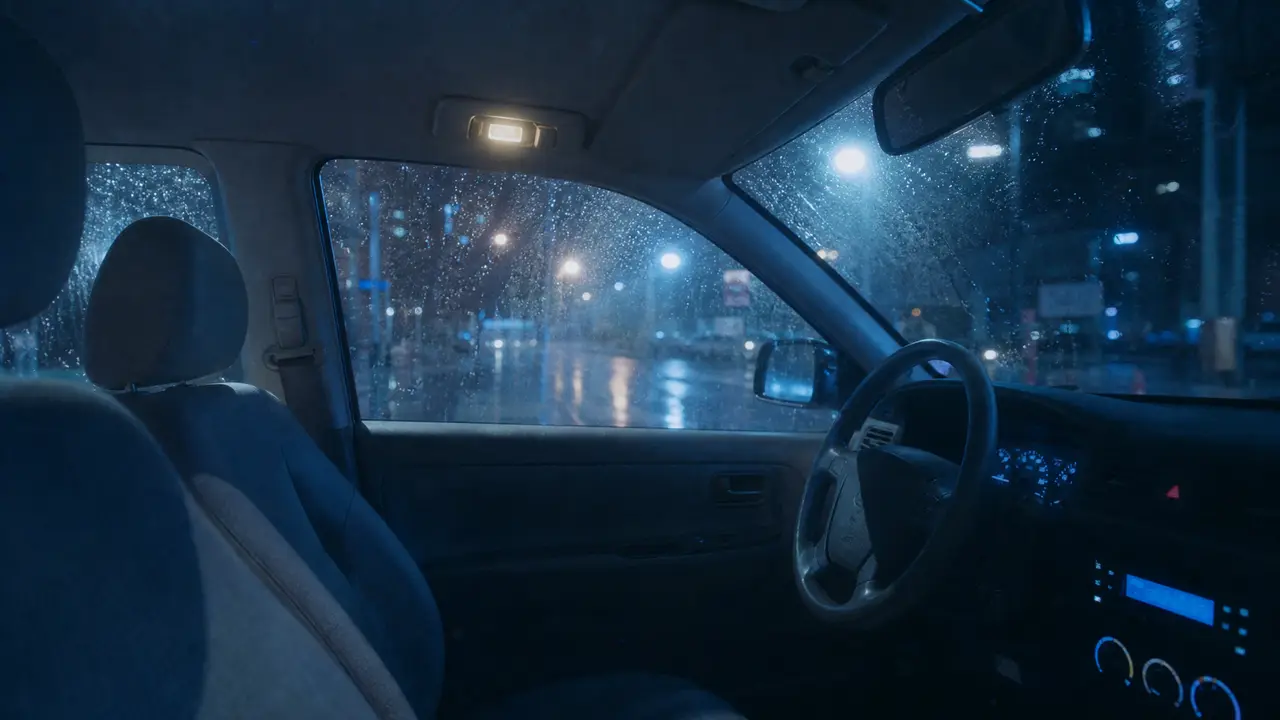 《看不见的TA》|场景图·夜雨车内
