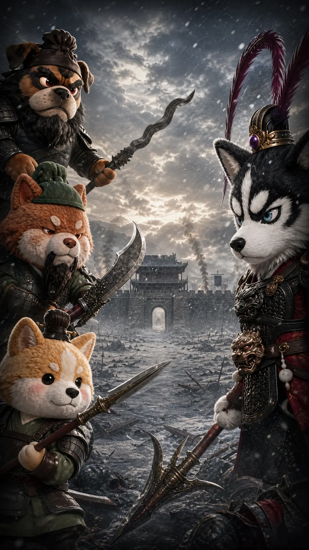 《三国:乱世英犬》之激战虎牢|三英战吕布 竖版海报