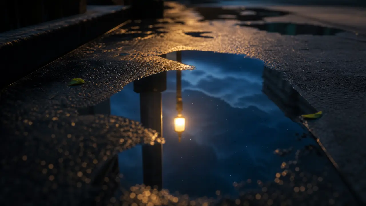 夏末余烬|夏夜街道·积水倒影