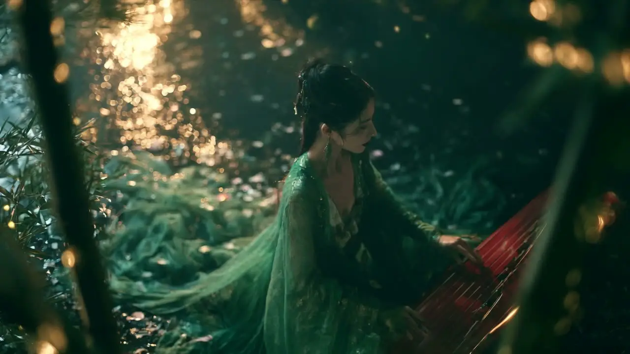 东方武侠MV《青衣行》｜《青衣行》02-仰拍竹梢旋转冲天 - 副本
