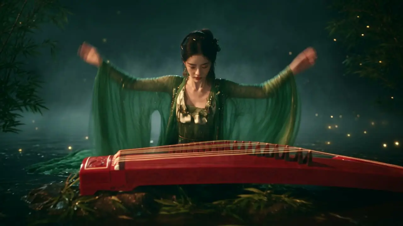 东方武侠MV《青衣行》｜《青衣行》02-仰拍竹梢旋转冲天 - 副本