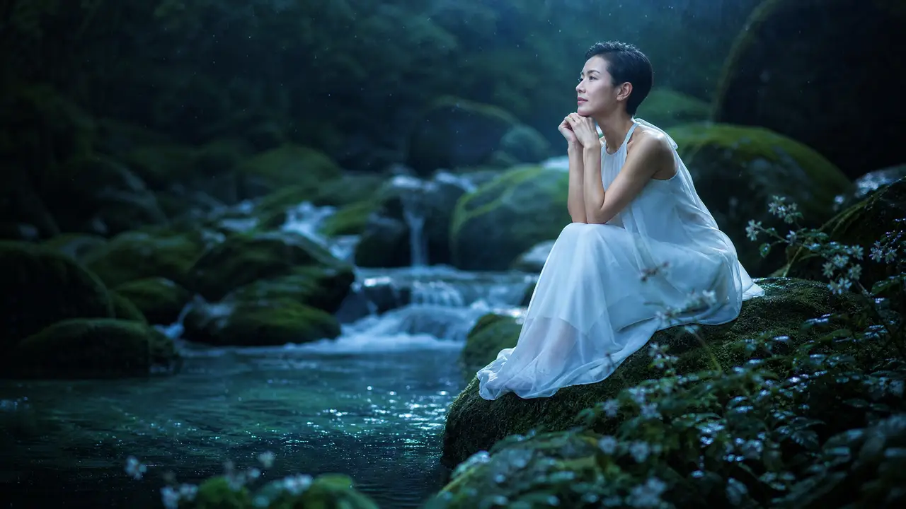 AI高清重制版张清芳《花雨夜》音乐MV|S03 溪边夜坐花雨中