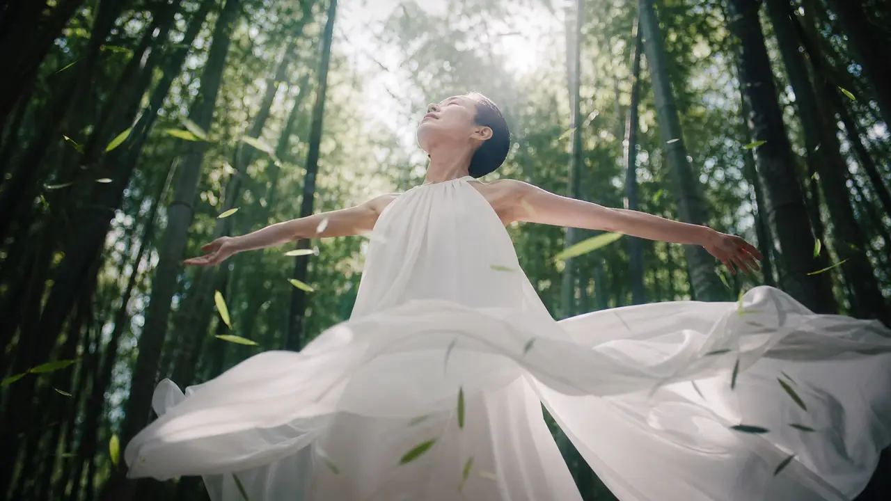 AI高清重制版张清芳《花雨夜》音乐MV|S04 树林花儿纷飞旋转