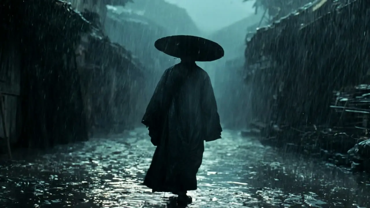 《俠之大者》中式美学 · AIGC武侠短片｜雨巷-刀客-骑马-悬崖-完整15秒