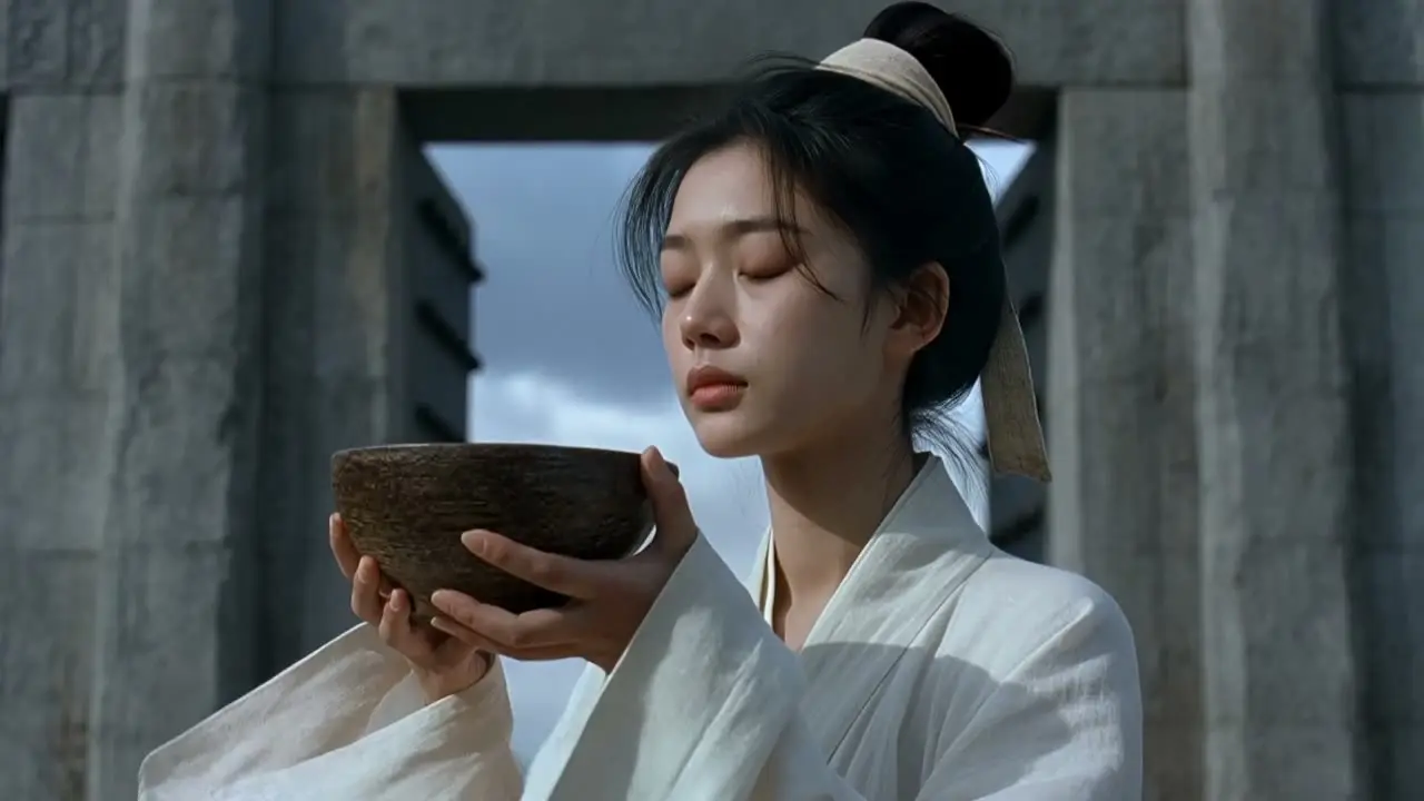 《赤金御押·乱世》-东方巨构 | 情绪大片一键成片｜5-Shot1-3·安九端碗闭眼 - 副本