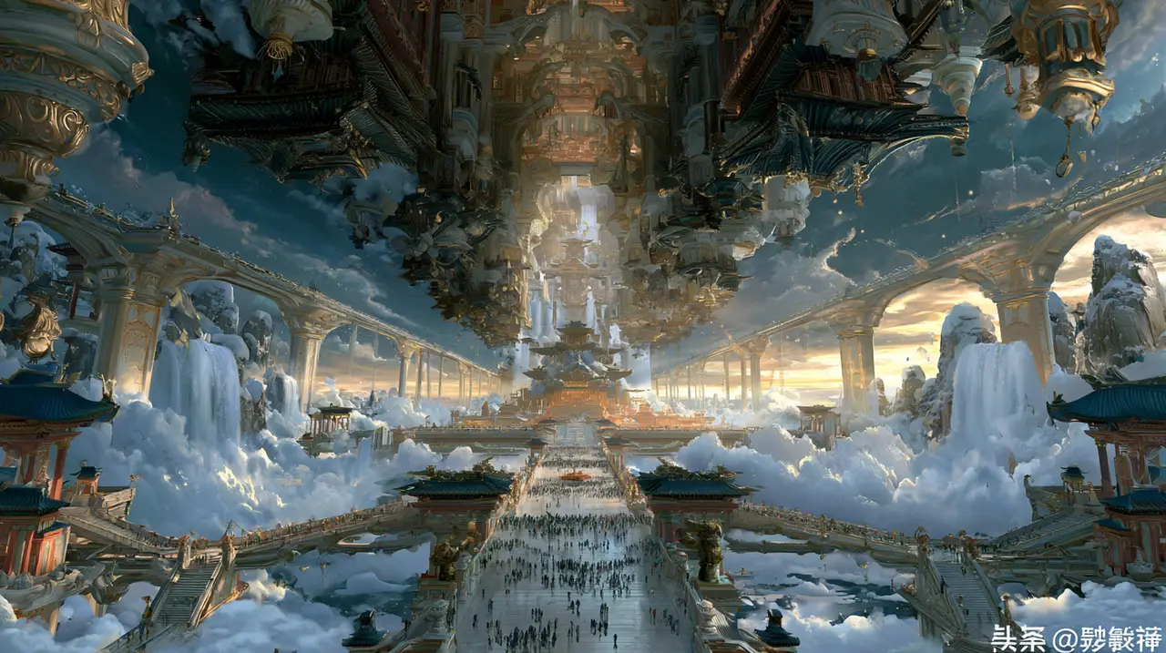 中式美学玄幻国风东方仙境丨社媒爆款生成|Cloud-Realm Dreamcore - Rooftop Overlook - 副本