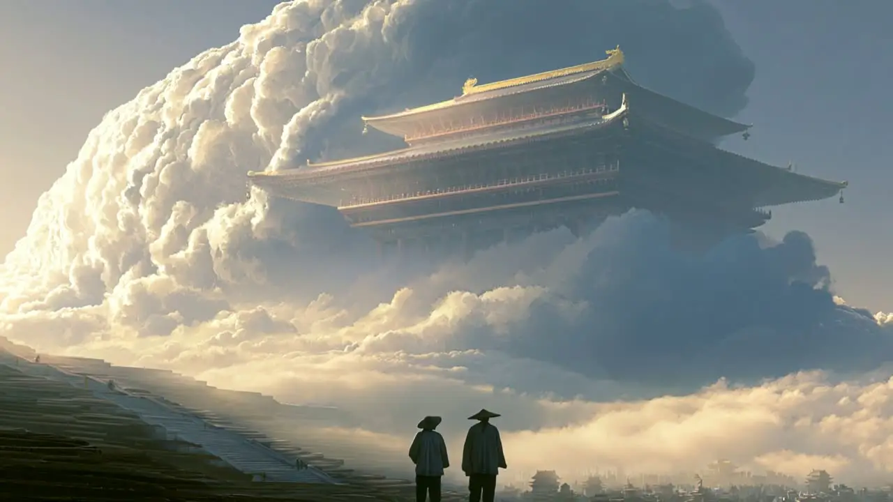 中式美学玄幻国风东方仙境丨社媒爆款生成｜云端宫殿-人物行走